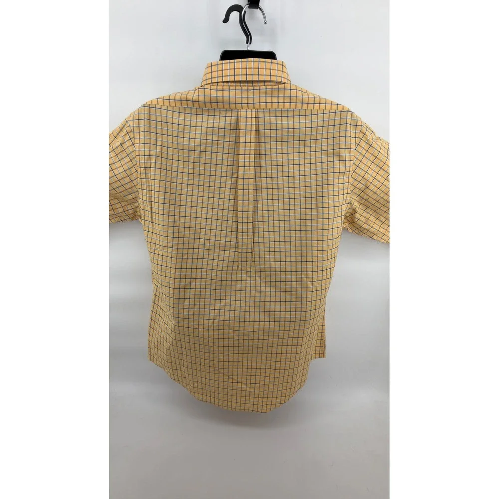 Brooks Brothers Shirt Mens Large L Yellow Plaid Slim Fit Non‎ Iron Supima Cotton